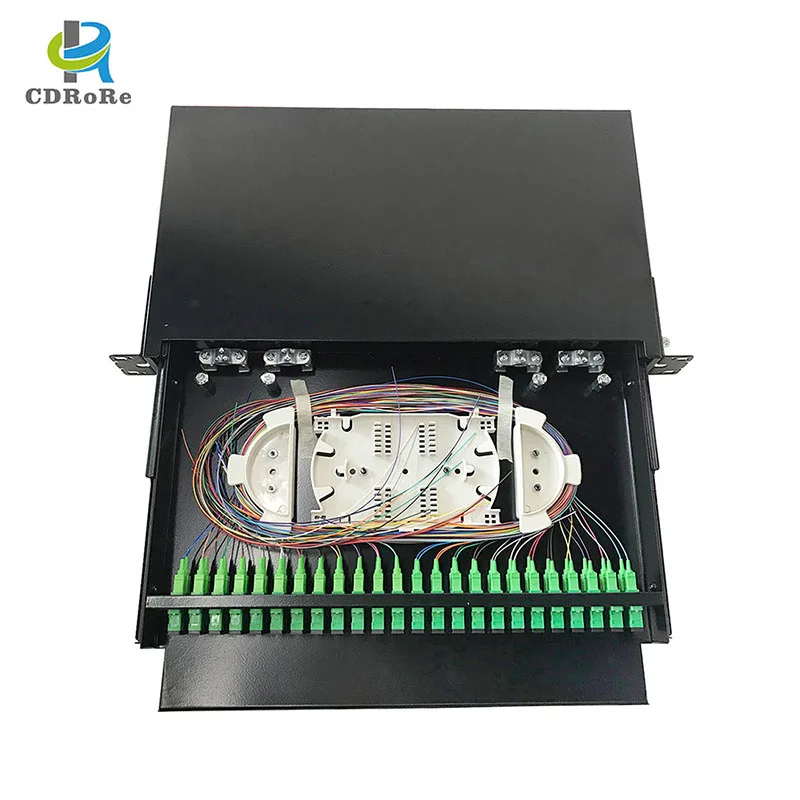 19Inch Rack Mount 24 Ports 48 Cores SC/APC Fiber Optic Panel ODF With Adapter Pigtail Optical Terminal Box Distribution Frame