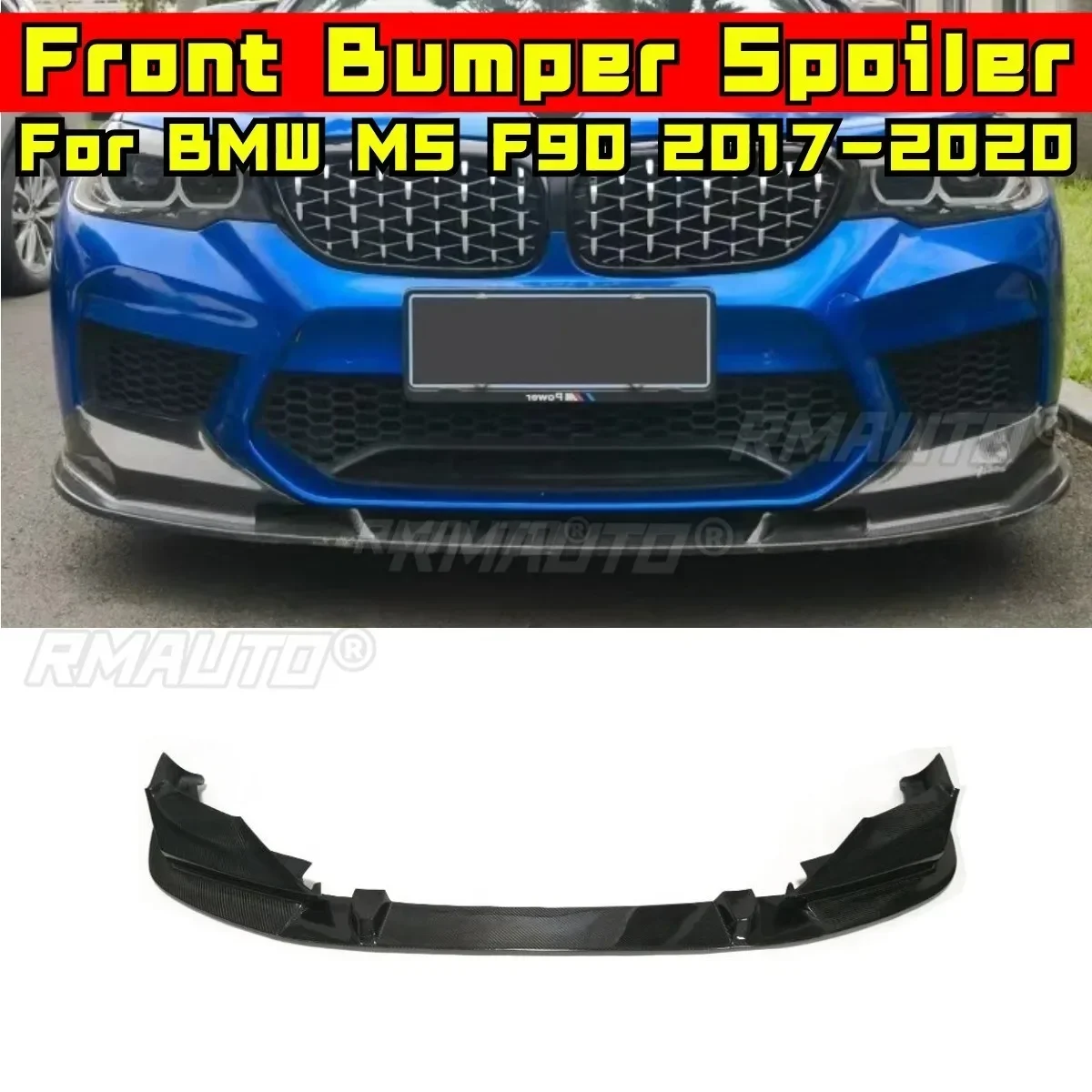 Real Carbon Fiber For BMW M5 F90 2017-2020 Tunning Part Front Bumper Lip Splitter Diffuser Spoiler Bumper Lip Modification Part