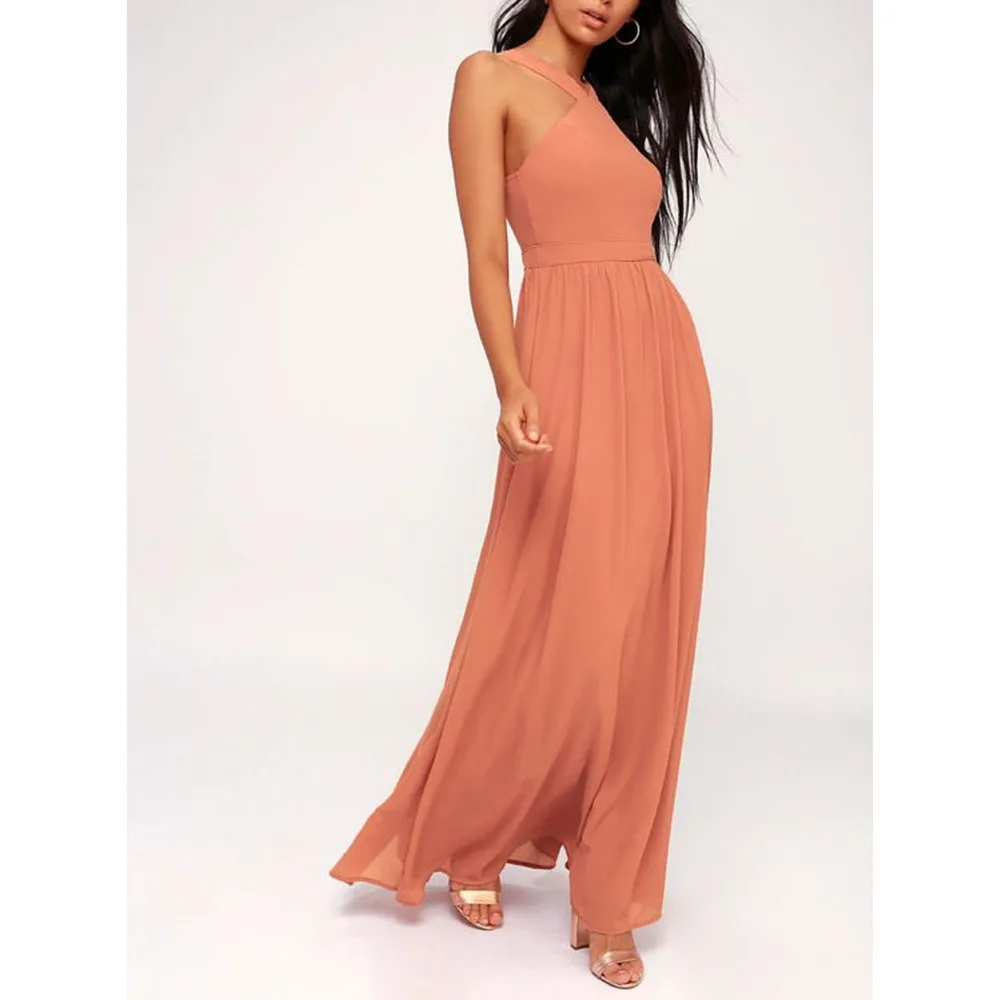 S-XXL Abito aderente elegante da donna Abito da spiaggia in chiffon all'uncinetto 2023 Abiti lunghi da festa lunghi senza maniche sexy Abiti