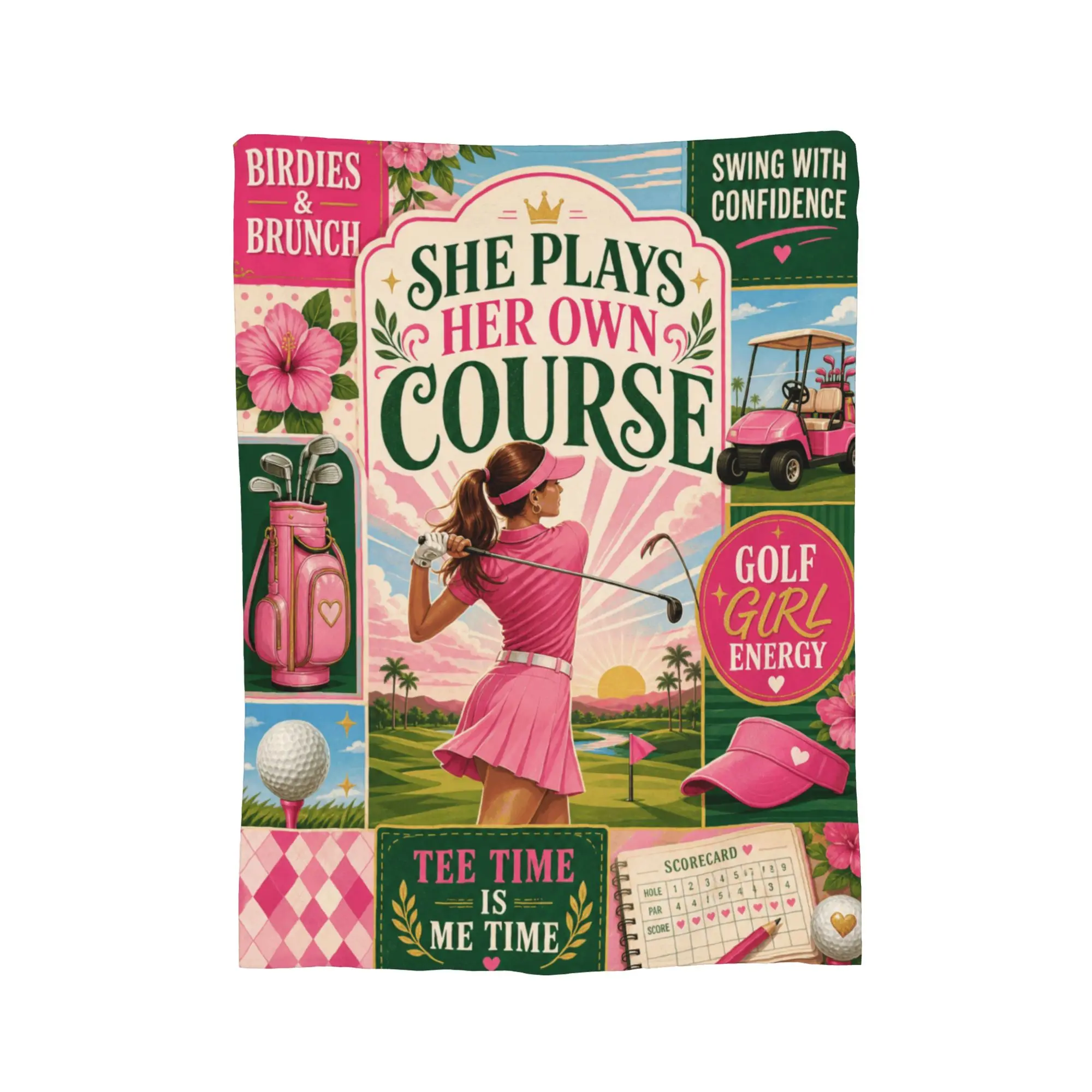 Golf Girl Gifts for Women Pink Female Golfer Blanket Birthday Christmas Gifts for Woman Golf Lovers Throw Blanket