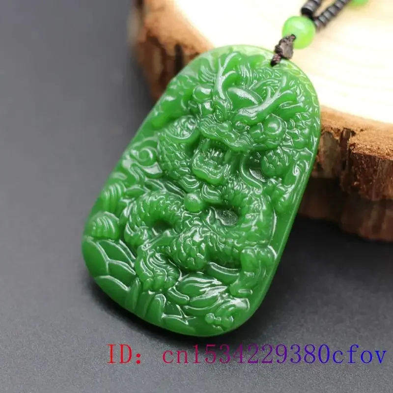 Collier pendentif dragon vert diversifié pour homme, amulette de mode en jadéite, breloque sculptée, bijoux naturels, cadeaux chinois