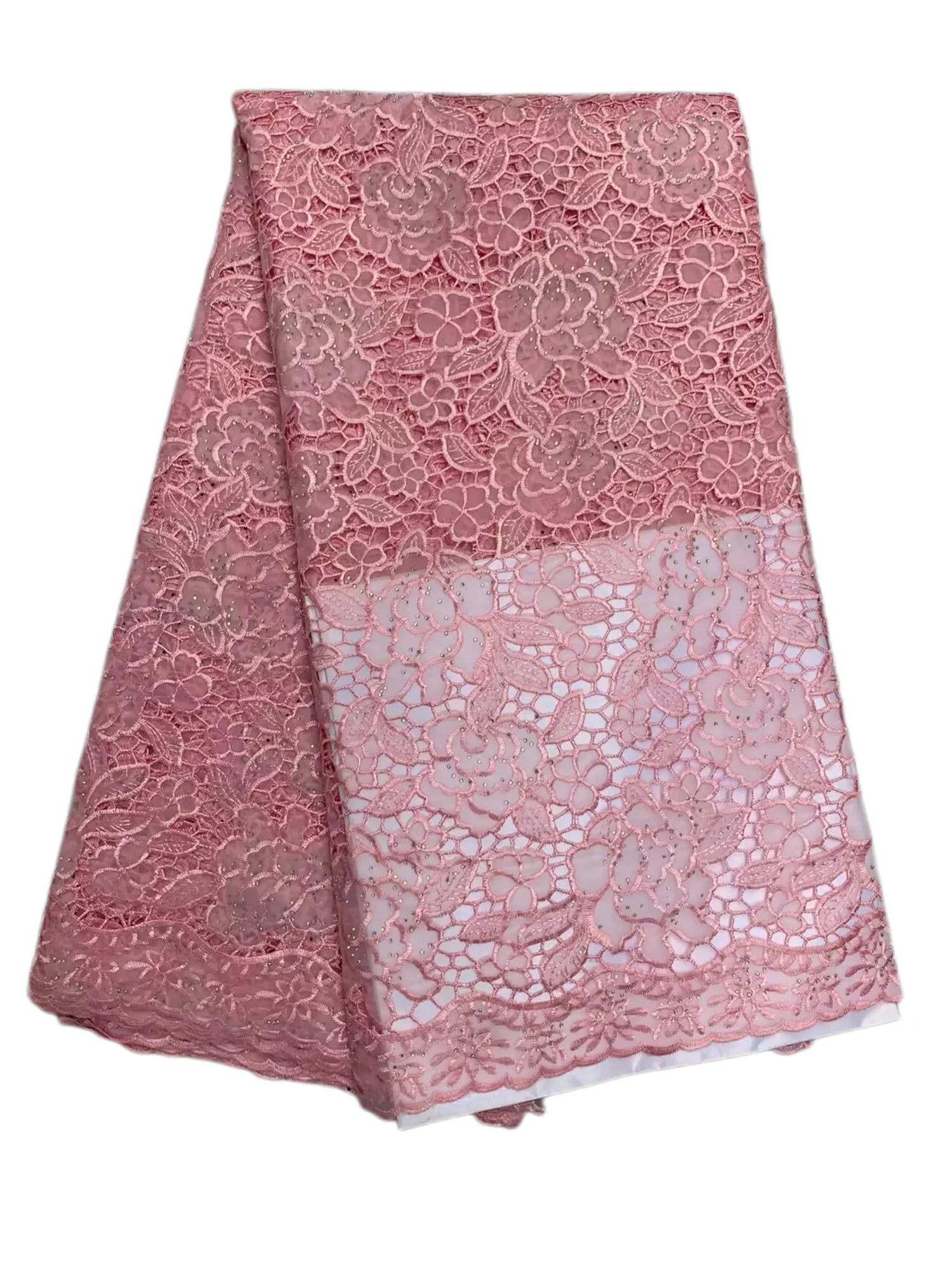 

New African Multicolor Organza Guipure Cord Lace Fabric 2025 High Quality Nigeria Water Soluble Lace For Women Evening Dresses