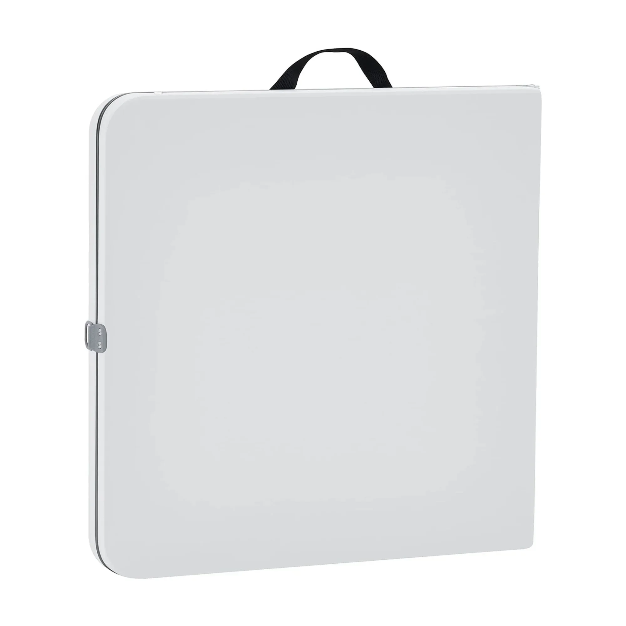 Mesa dobrável ajustável dobrável ao meio de 4 pés, inclui alça de transporte embutida, branca