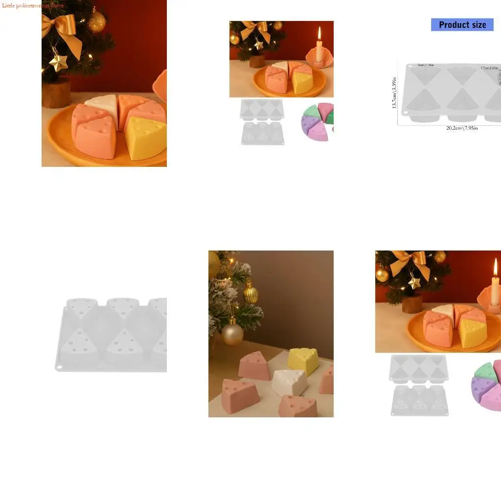 F92D Heat Resistant Silicone Mould 6 Cavity Triangles for Cheese Candy Craft Reusable Kitchen Tool