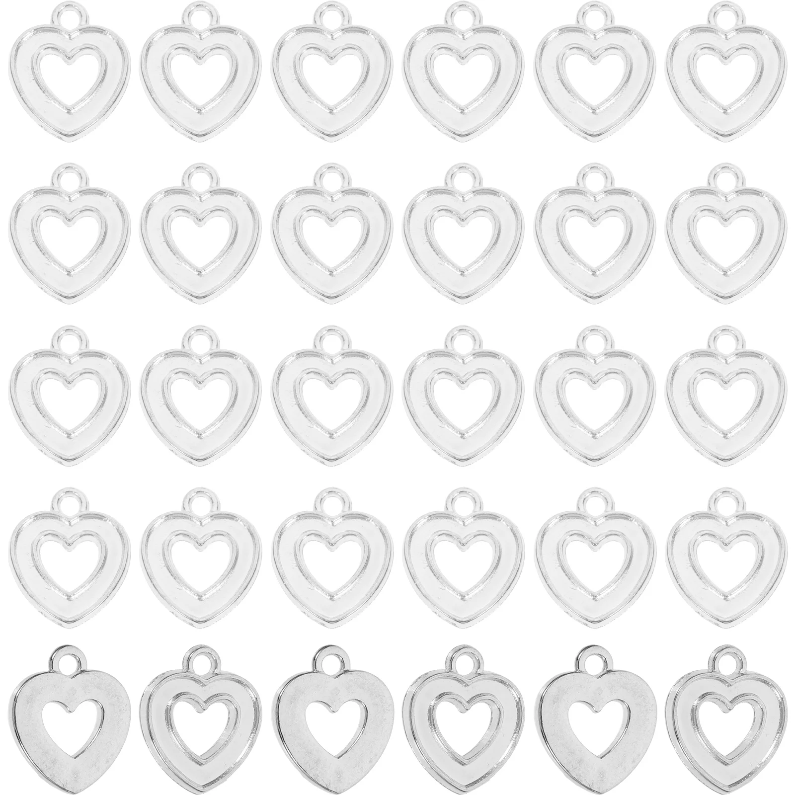 100 قطع القلب سحر الجوف قلادة مجوهرات الحرف اكسسوارات ل قلادة سوار صنع المعلقات سبيكة diy سحر القلب #2