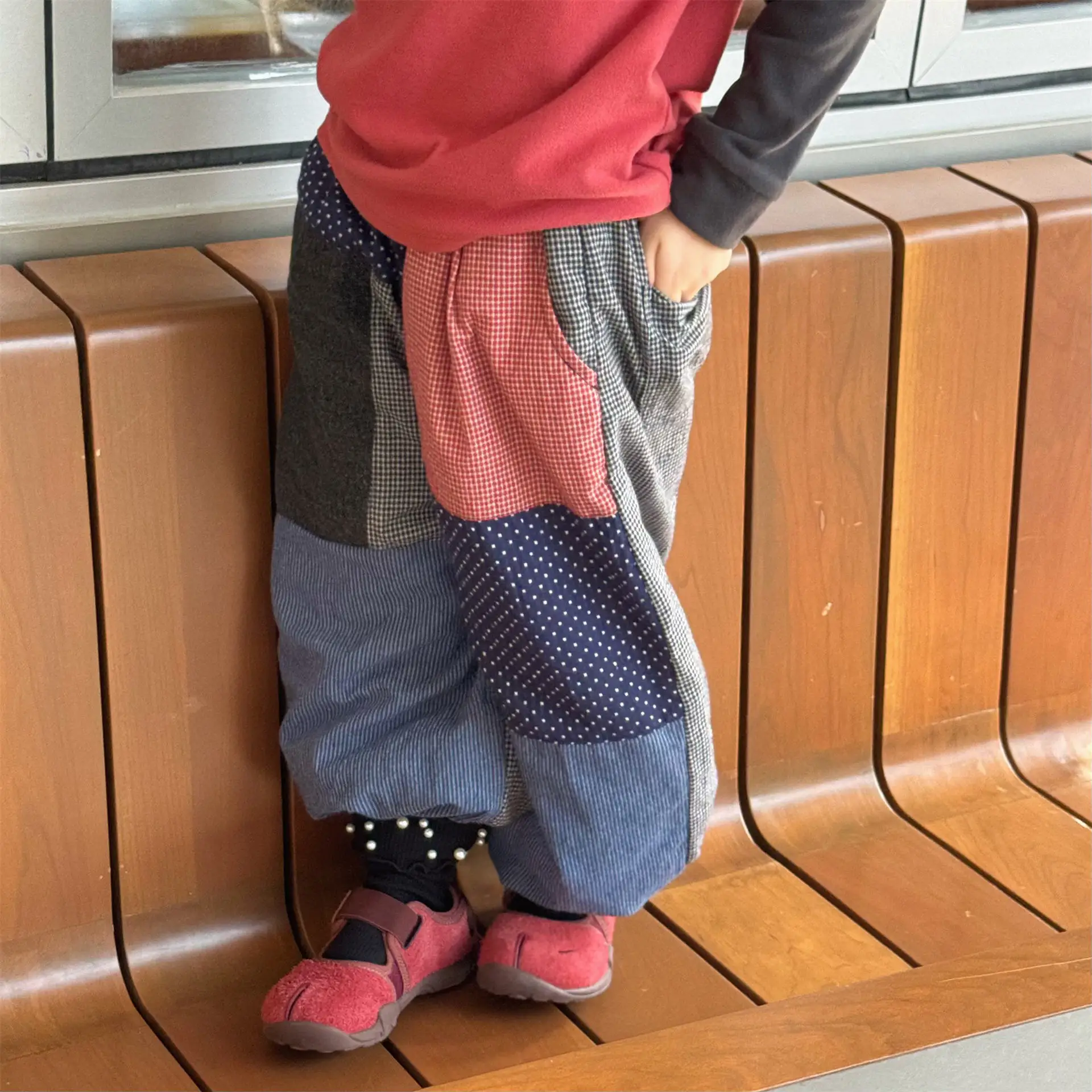 

Winter 2026 Kids Pants Boys Girls Quilted Thermal Patchwork Trousers Korean Style Toddler Children Thickened Cotton Bottoms