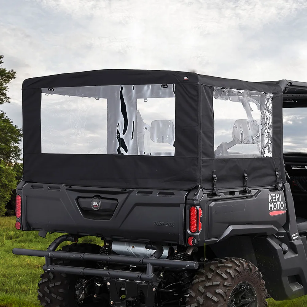 

Transparent Windows Rear Cargo Bed Cover For Can-Am Defender HD5 HD7 HD8 HD9 HD10 Max UTV Tent Water-resistant 600D PVC
