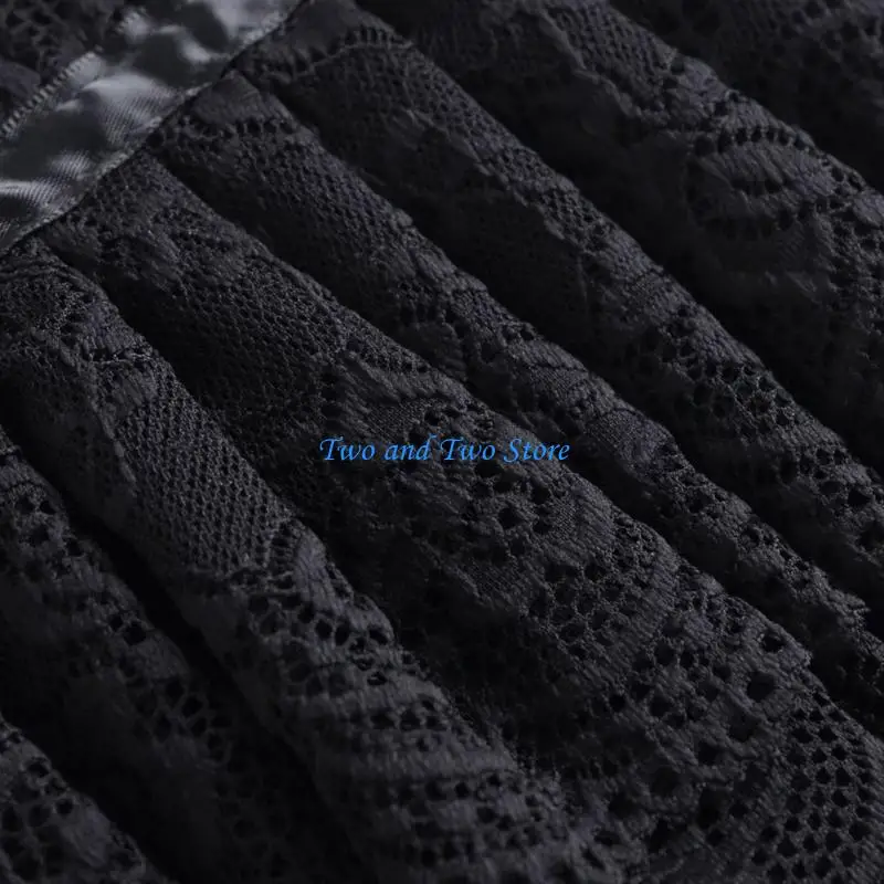 Hx6f ruffle renda berdiri kerah palsu dengan pita untuk wanita victorian leher terlepas ruff dekoratif selendang hitam cape