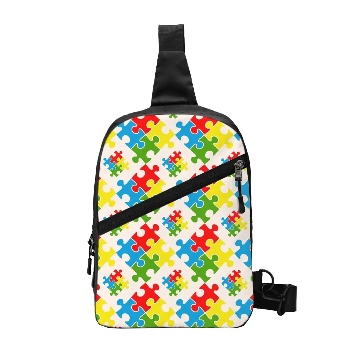 

Custom Cool Colorful Puzzle Autism Awareness Pattern Sling Crossbody Backpack Men Shoulder Chest Bags for Traveling