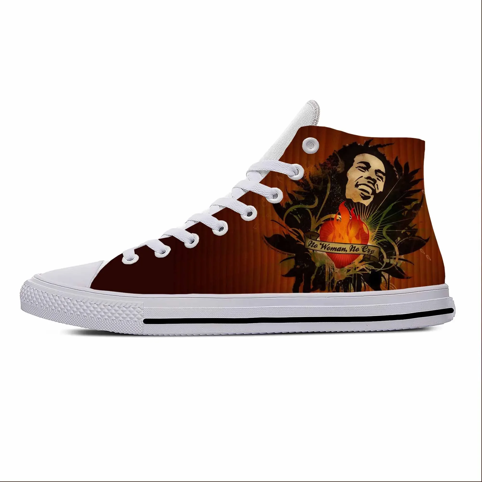 Bob Marley Reggae Star Rasta Rockmusik Mode lässig Stoff Schuhe High Top leichte atmungsaktive 3D-Druck Männer Frauen Turnschuhe