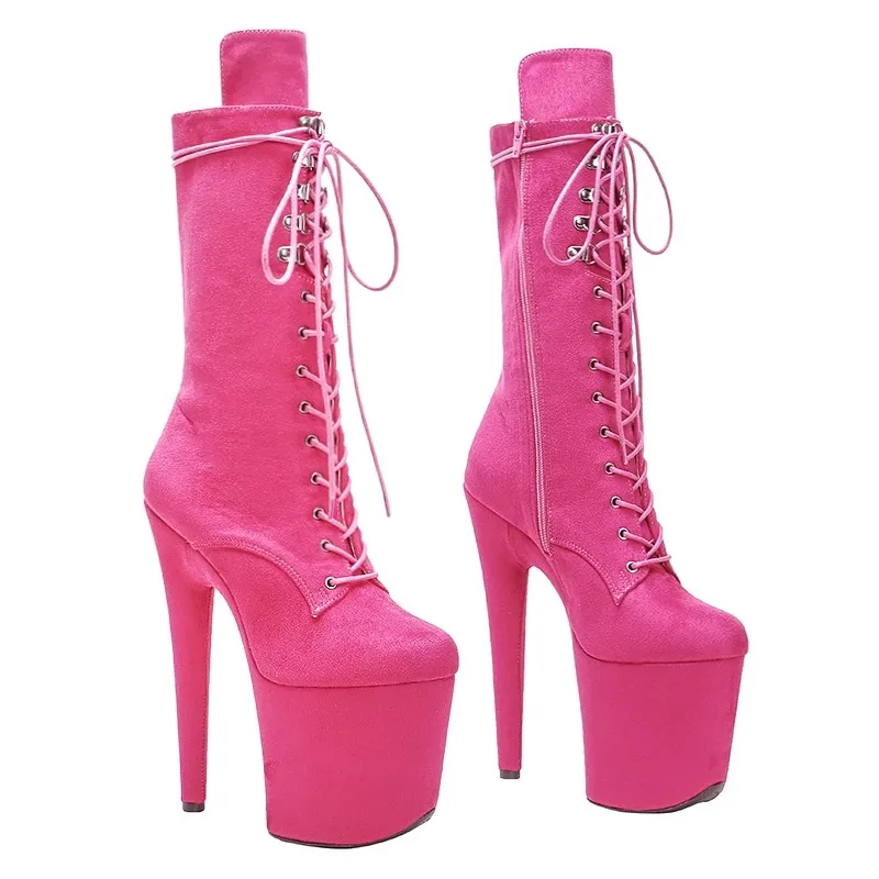 

LAIJIANJINXIA New 20CM/8Inch Suede Upper Women's Platform Party High Heels Modern Mid-Calf Boots Pole Dance Shoes 042