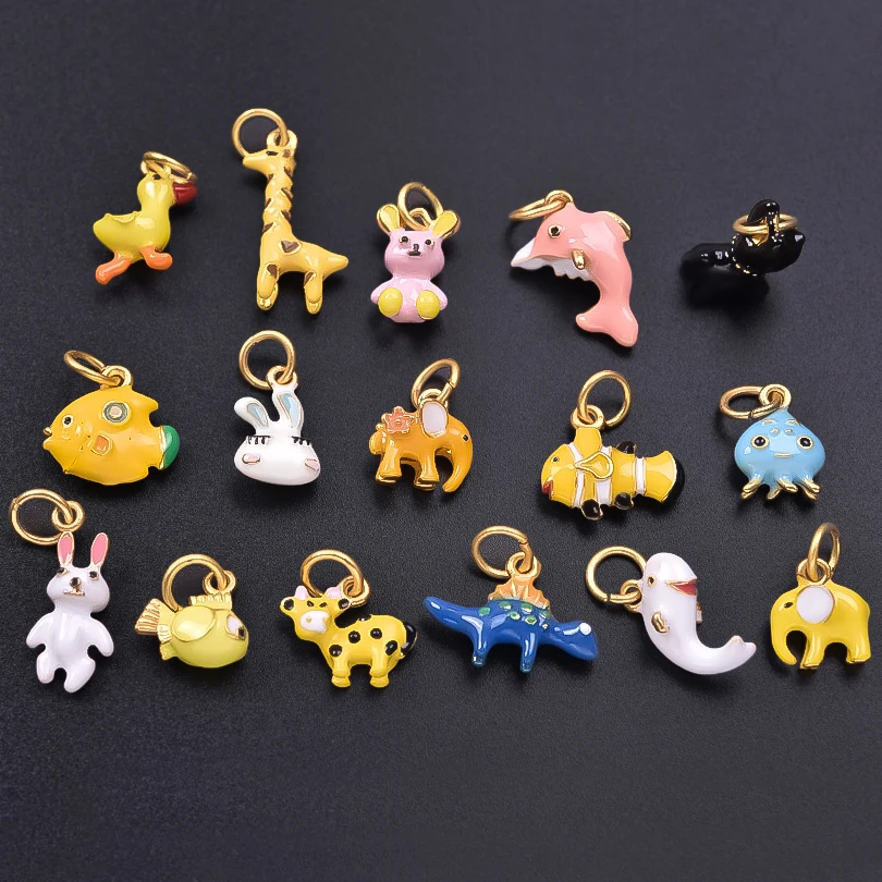 5pcs Ladies Diy Necklace 3D Animal Series Rabbit Giraffe Duck Dog Jewelry Charm Pendant Fashion Versatile Pendant Accessory Gift