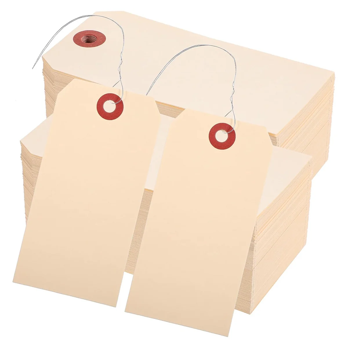 REST 400 Pcs Wire Tags Blank Shipping Tags with Wire Manila Tags Label Hanging Tags with Reinforced Hole and Metal Wire