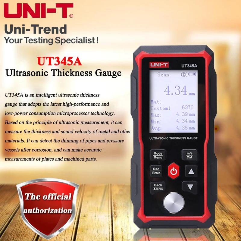 UNI-T UT345A Highly Accurate Ultrasonic Thickness Gauge ;Chinese/English Language Switching/Multiple Material Measurement