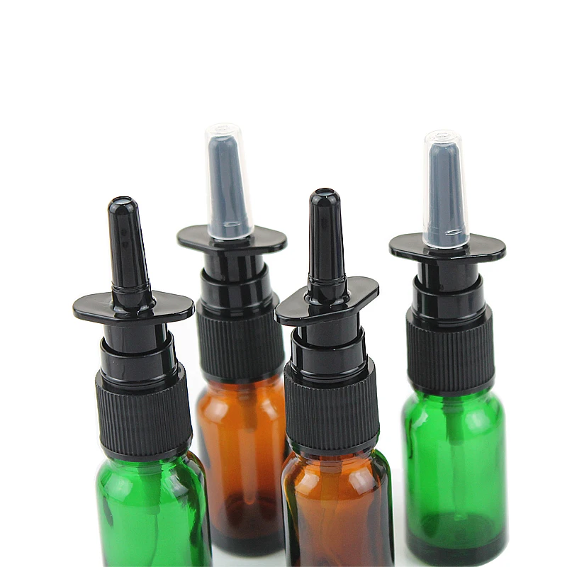 6pack 10ml Amber Nasal Spray Bottle Glass with Fine Nose Mist Sprayer Press Spray Head Empty Bottles Refillable Glass Atomizer