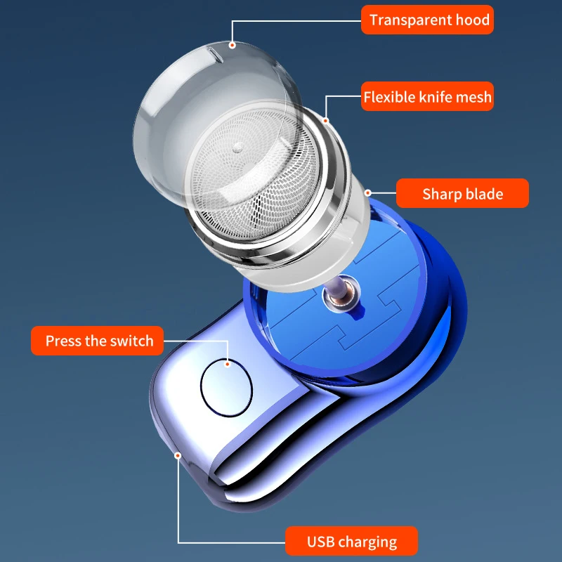 Mini kieszeń wielkości elektryczna golarka podróżna dla mężczyzn, nadająca się do prania, przenośna, bezbolesna, bezprzewodowa maszynka do strzyżenia twarzy