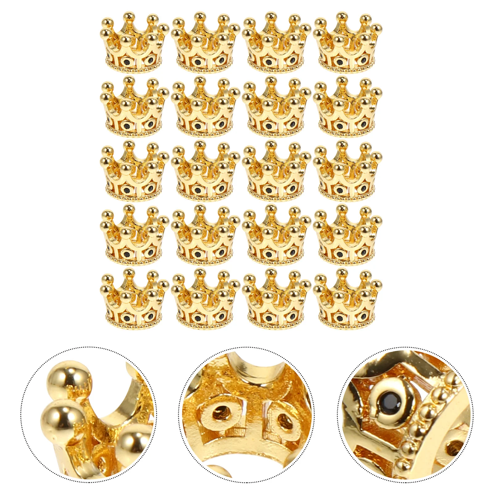 

20 Pcs Crown Ornament Mini Adornments All-match Decors Zircon Decorations Portable Copper Exquisite Ornaments Toys