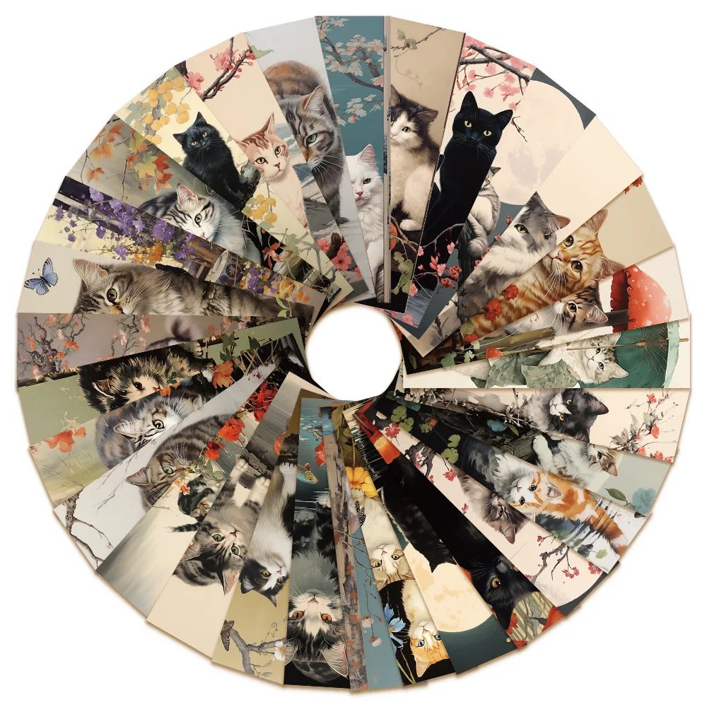 30Pcs Japanese cat bookmark Cartoon cute animal decoration Reading page mark Book mark page holder Student supplies Message card