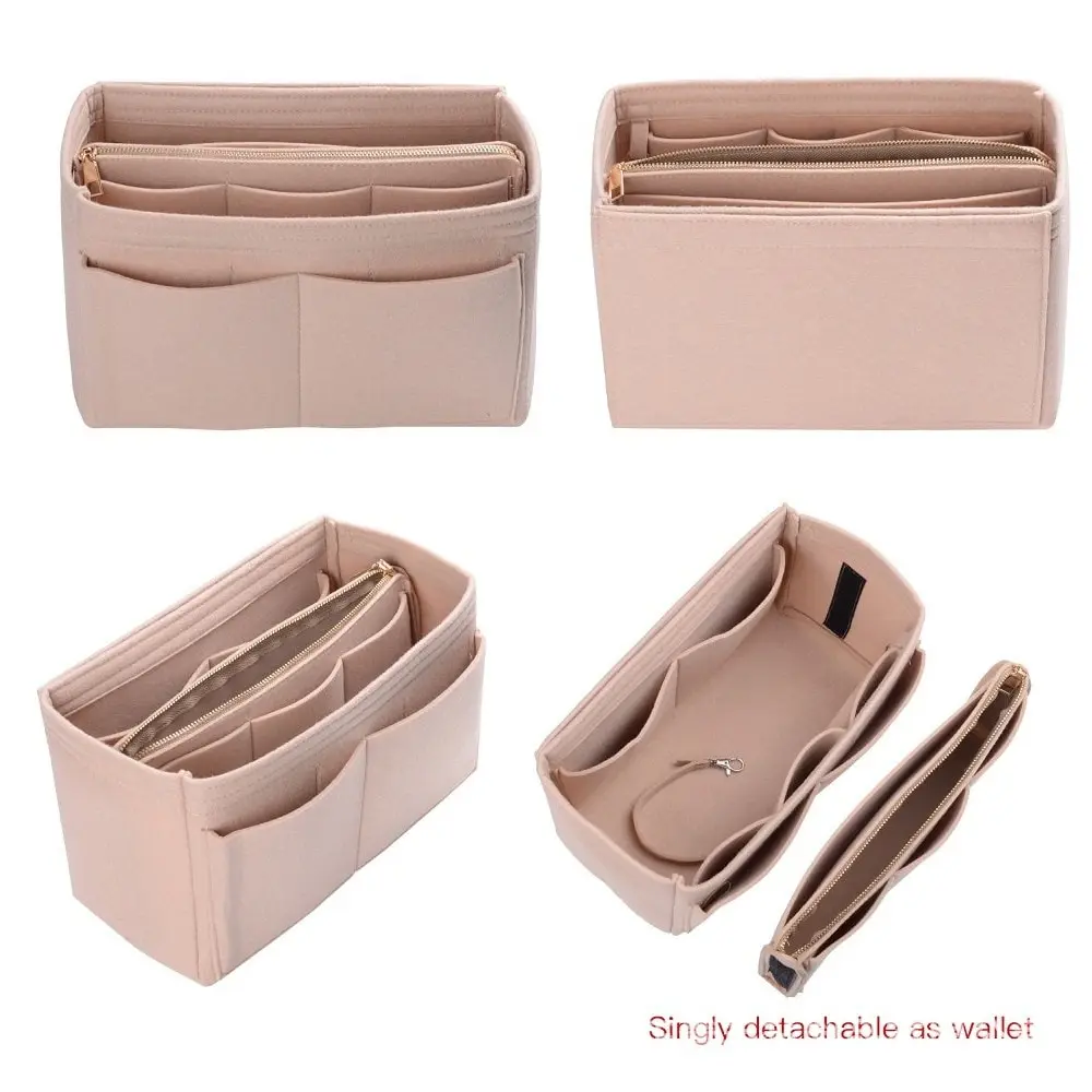 New Women Make up Organizer Felt Insert Bag For Handbag Travel Inner Purse Portable Cosmetic Bags Fit Various Brand Bags