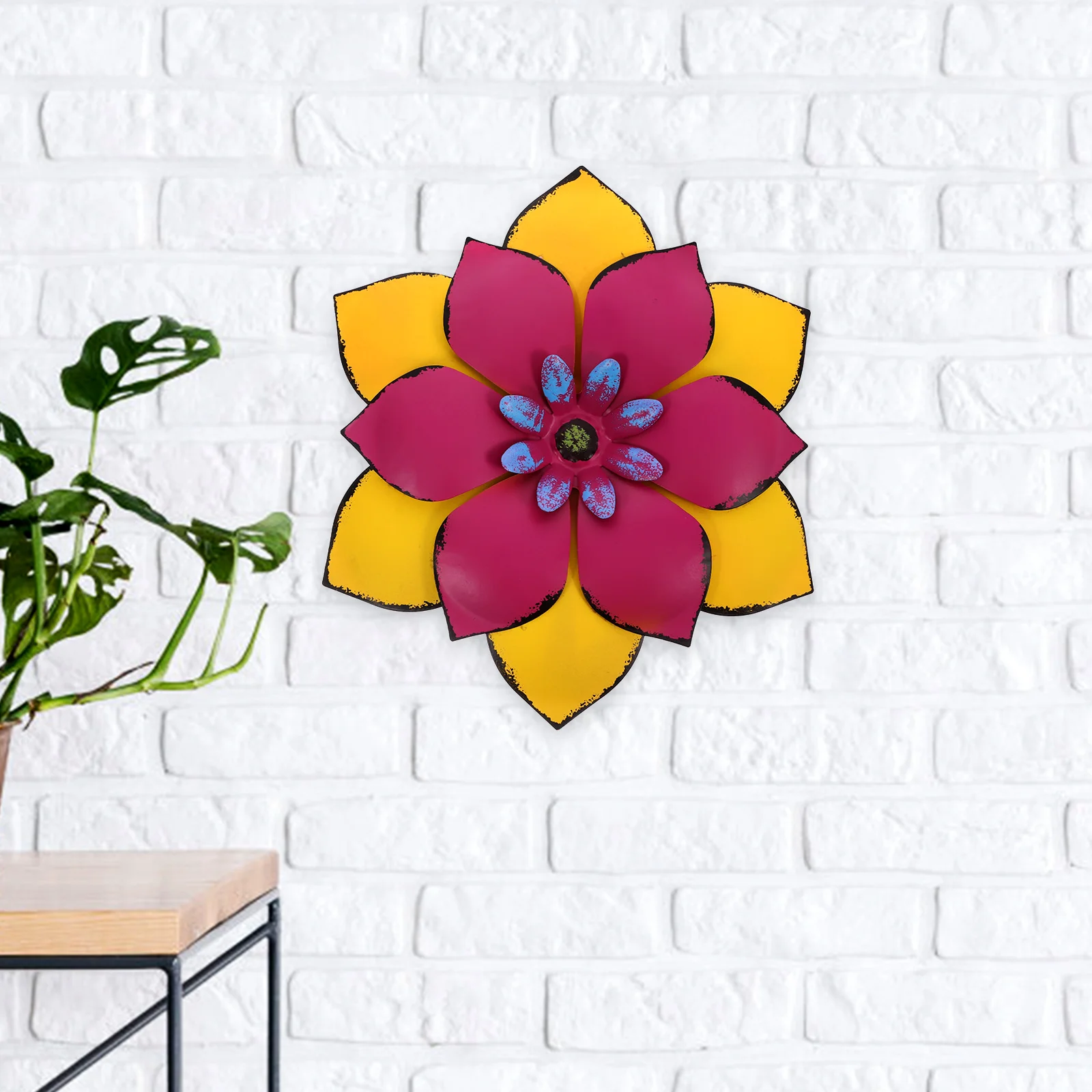 

Artificial Flower Decoration Pink Wall Iron Metal Flowers Decor Indoor Outdoor Bedroom Living Room Garden Yard
