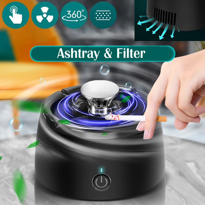 Portable Ashtray With Air Purification Electric Smok Eliminator Cigar Holder Ashtray For Home Car Boyfriend Gift Smoke Accessory