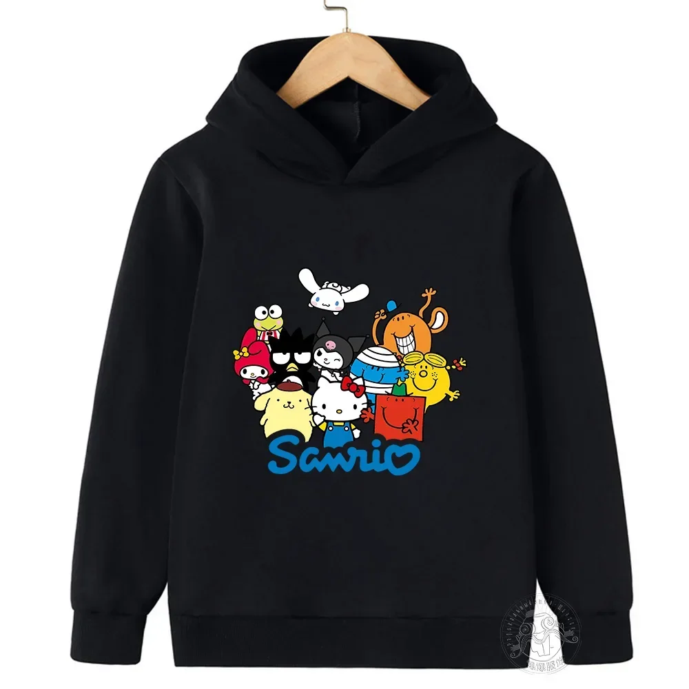 Hello Kitty Cartoon 3-14 Years Old Sunshine Boys and Girls Kawaii Street Casual Kid Sweatshirt Children's Outdoor Sports Hoodie