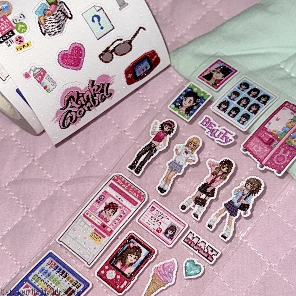 

Оригинальный рулон наклеек-планировщика, розовый стиль памяти, пиксель, мини-милый скраб, тонкая пленочная лента для девочек, канцелярские принадлежности, справочники