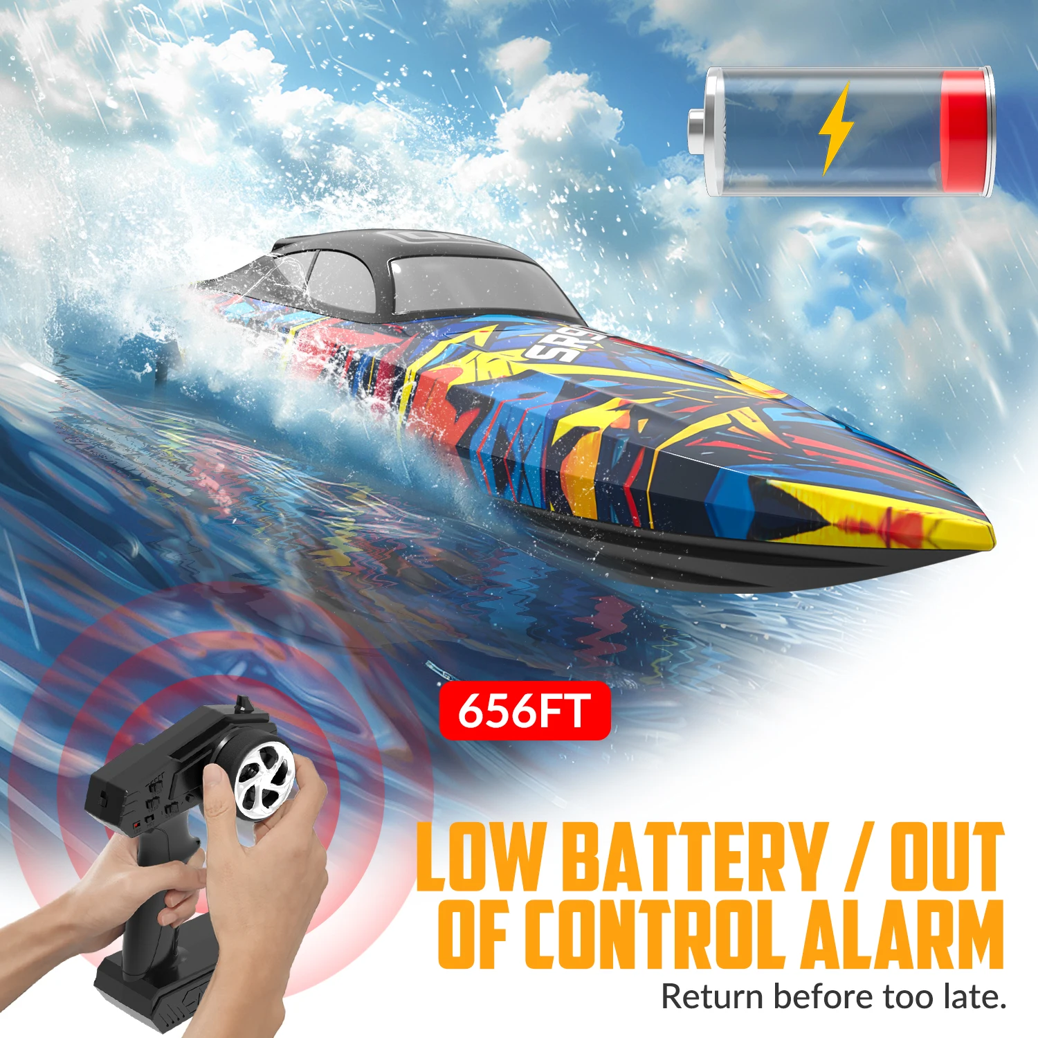 Bateau RC haute vitesse 160M, 70 KM/H, Induction d'eau, radiocommande, Simulation de direction de bateau, hors-bord RC