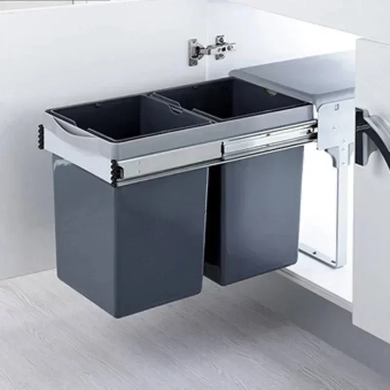 

Kitchen Under Sink Cabinet Trash Can Hidden Big Compartment Plastic Trash Can Sink Sorting Rectangle Kitchen Items