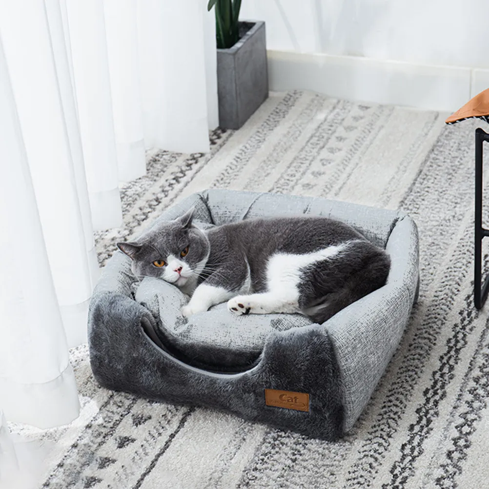 

1 шт. Зимний уютный домик-лежанка для кошек, закрытый теплый домик для питомцев, комфортная подушка для котят и мелких животных