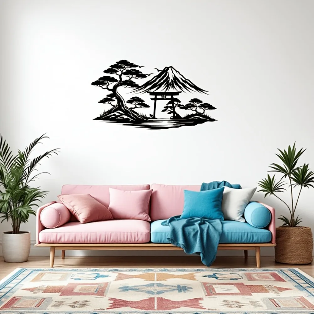 CIFBUY Acrylic Wall Art Mount Fuji Torii Gate Sign Rustproof Waterproof Hanging Ornament For Outdoor Garden Yard Home Decor view 6