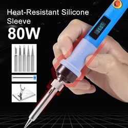 Electric Soldering Iron Kit Professional 220V 80W Adjustable Temperature Welding Tool Solder Gun Station Heat Pencil Repair Tool