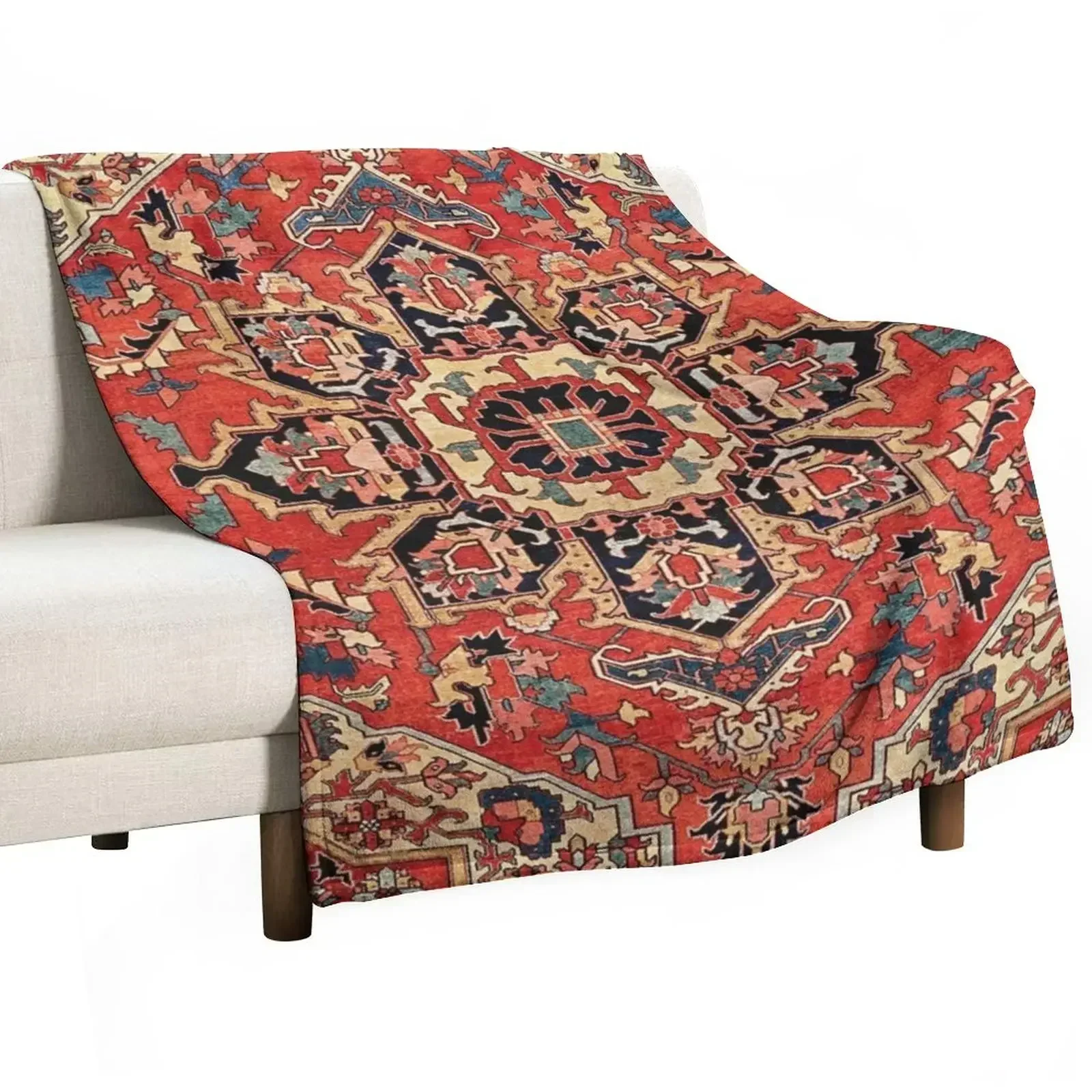 

Serapi Antique Persian Carpet Print Throw Blanket Nap Polar Blankets