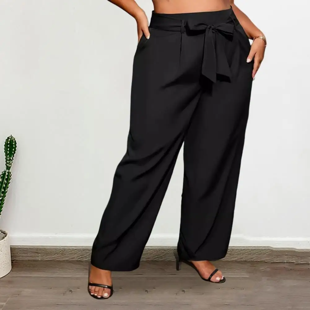 

Women Pocketed Pants Loose Fit Trousers Stylish Women's Lace-up Wide Leg Pants with Pockets for Spring Summer Streetwear for A