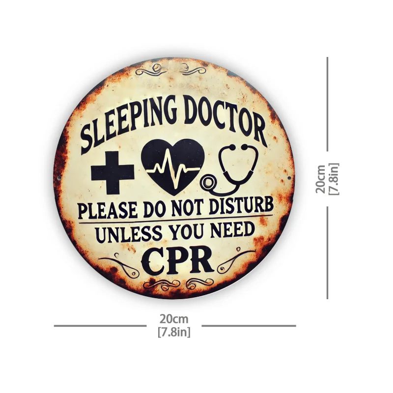 Sleeping Doctor Metal Sign, Vintage Iron Wall Art, Humorous 
