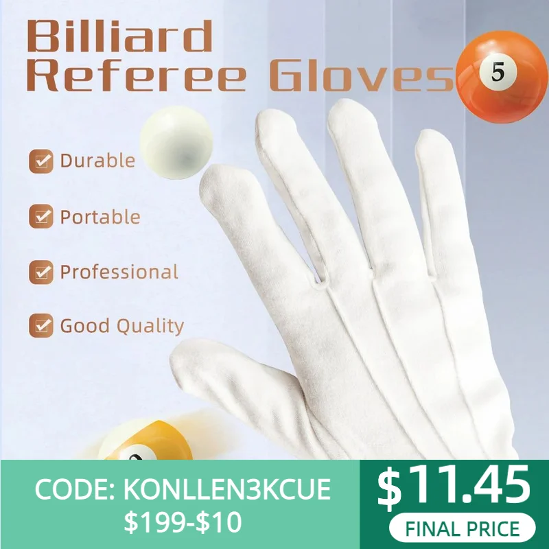 

Billiard Gloves Competition Referee Gloves White 2PCS Pool Snooker Gloves Comfortable Gloves Professional Blilliards Accessories