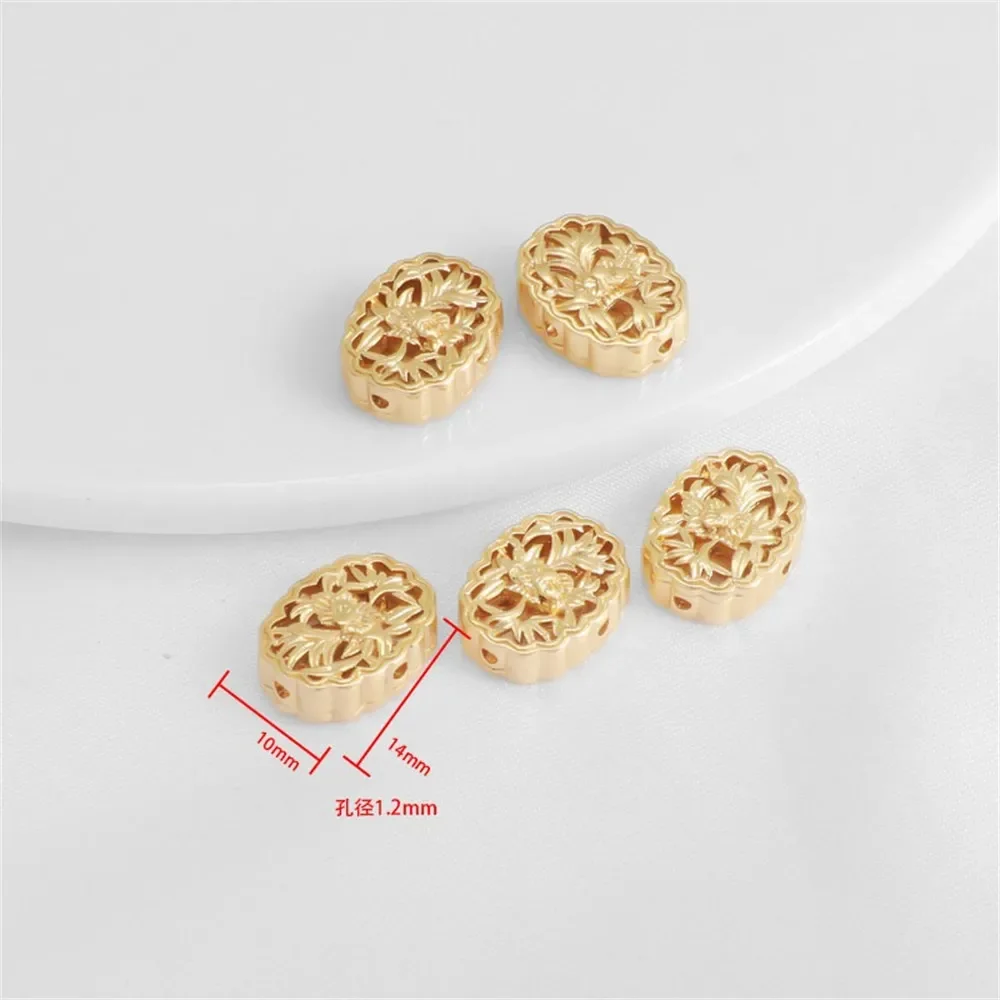 

14-каратное золото, матовое золото, полые античное золото, винтажные плоские бусины, осенние хрестораны, крест через отверстие, ювелирные изделия ручной работы, свободные бусины