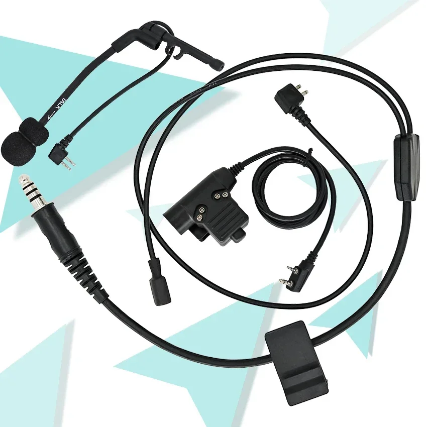 Tactical Y Line Connector with U94 Ken Plug PTT Tactical Headset Accessory for Tactical Comtac Shooting Hunting Headphones