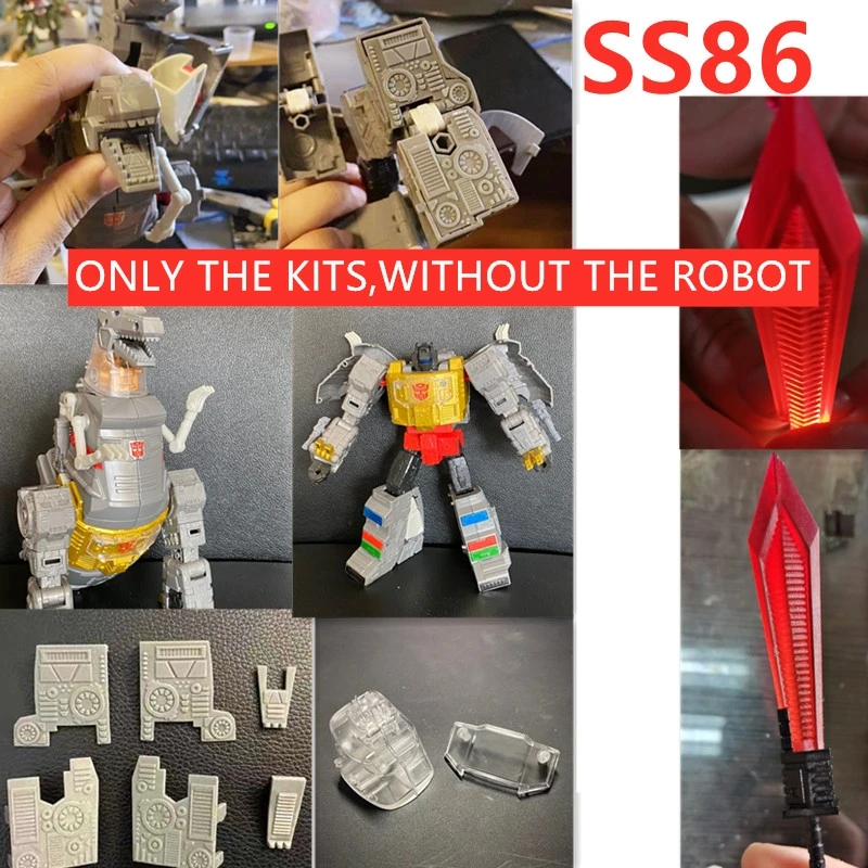 변형 SS86 Grimlock 피규어 액세서리용 투명 목 및 가슴 커버, 팔 치아 헤드 홀 스티커 업그레이드 키트