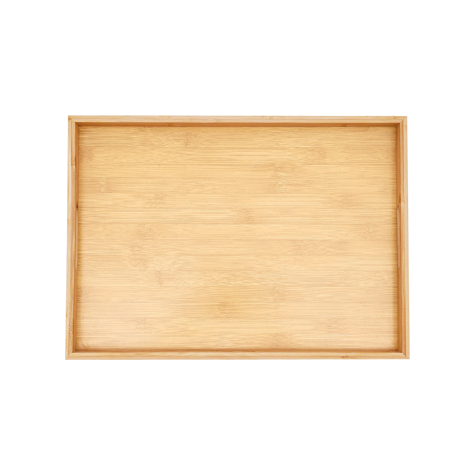 Plateau de service en bambou 4 pièces, plat de petit déjeuner rectangulaire en bois, assiette à café décorative avec poignées pour Fruits, gâteaux, boissons