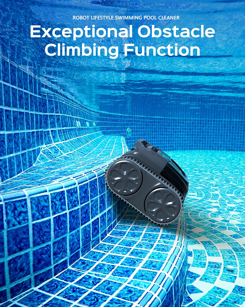 Swimming Pool Robot Vacuum Cleaner Cordless Wall Climbing Function, Rechargeable, App Control, Accurate Route Planning