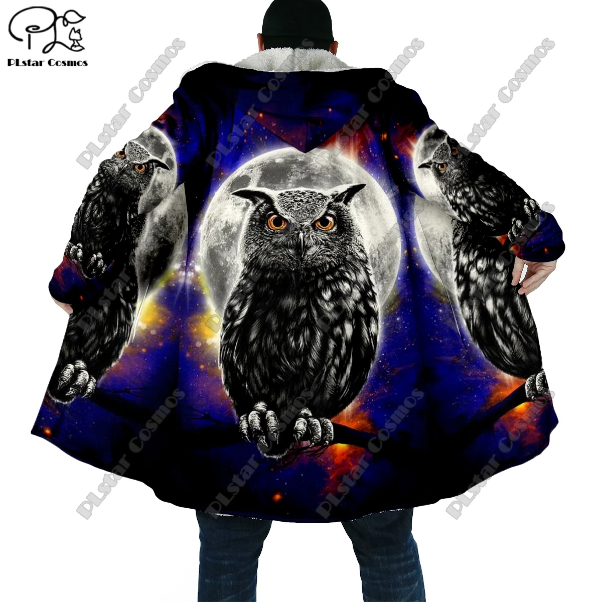 3D Printed Halloween Scary Owl Skull Theme Pocket Cape Coat Latest Casual Unique Streetwear Unisex Winter New Arrival