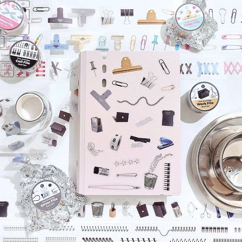 JIANQI 30mm*200cm Time Archive Series Vintage Journal Tool Material Collage PET Tape Creative DIY Stationery