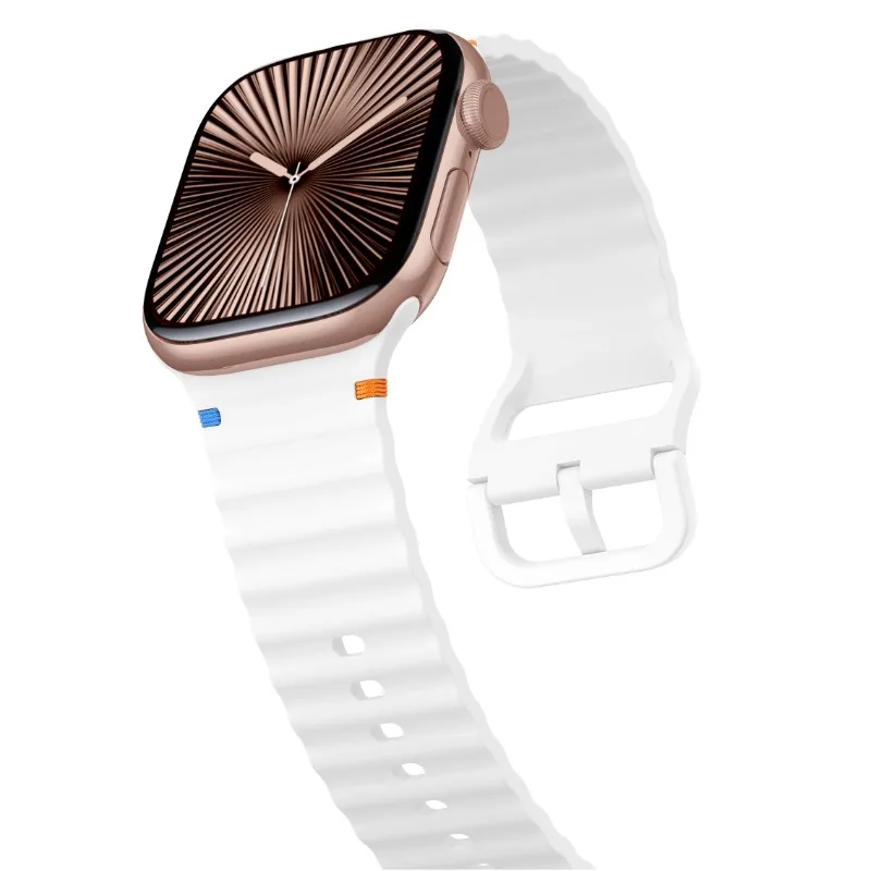 Wave Stitched Silicone Band For Apple Watch Ultra 3 49mm 11 10 9 8 7 6 SE Fashion Wristband For iWatch 45mm 41mm 44/40mm 46/42mm
