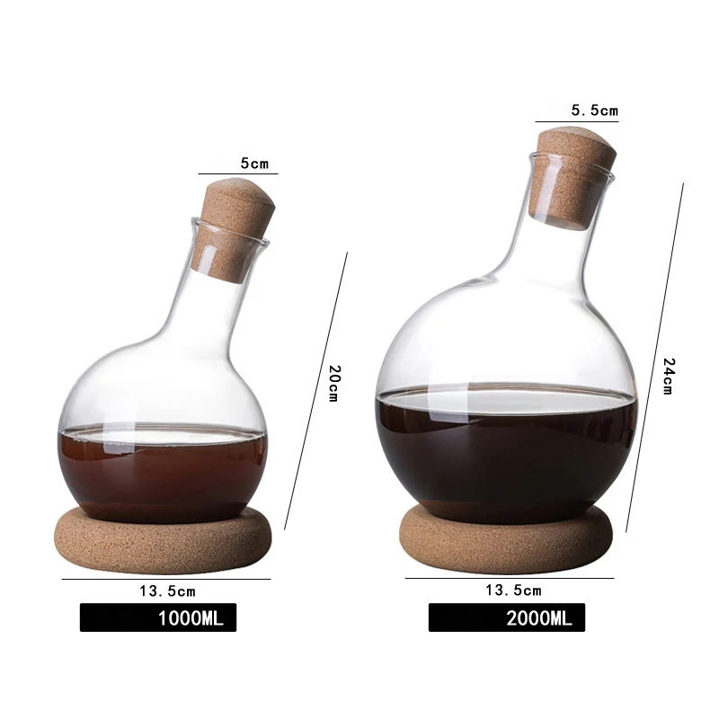

1000 мл до 2000 мл бутылка для виски, бренди, водки, быстрого графина, пробковая основа-предпочтительный аксессуар для подарка