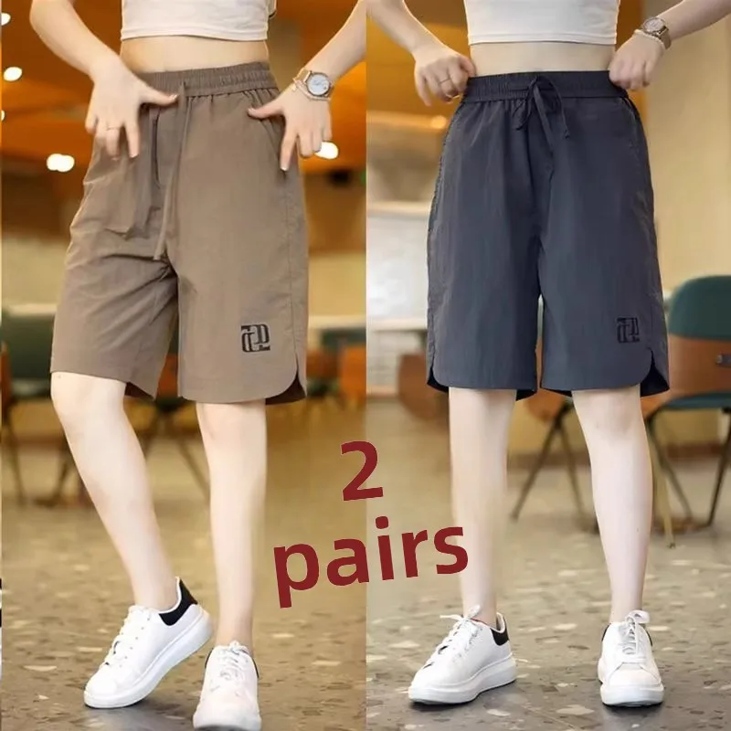 

Повседневные мужские летние тонкие свободные брюки из ледяного шелка для бега на открытом воздухе, американская спецодежда, брюки пять четвертей