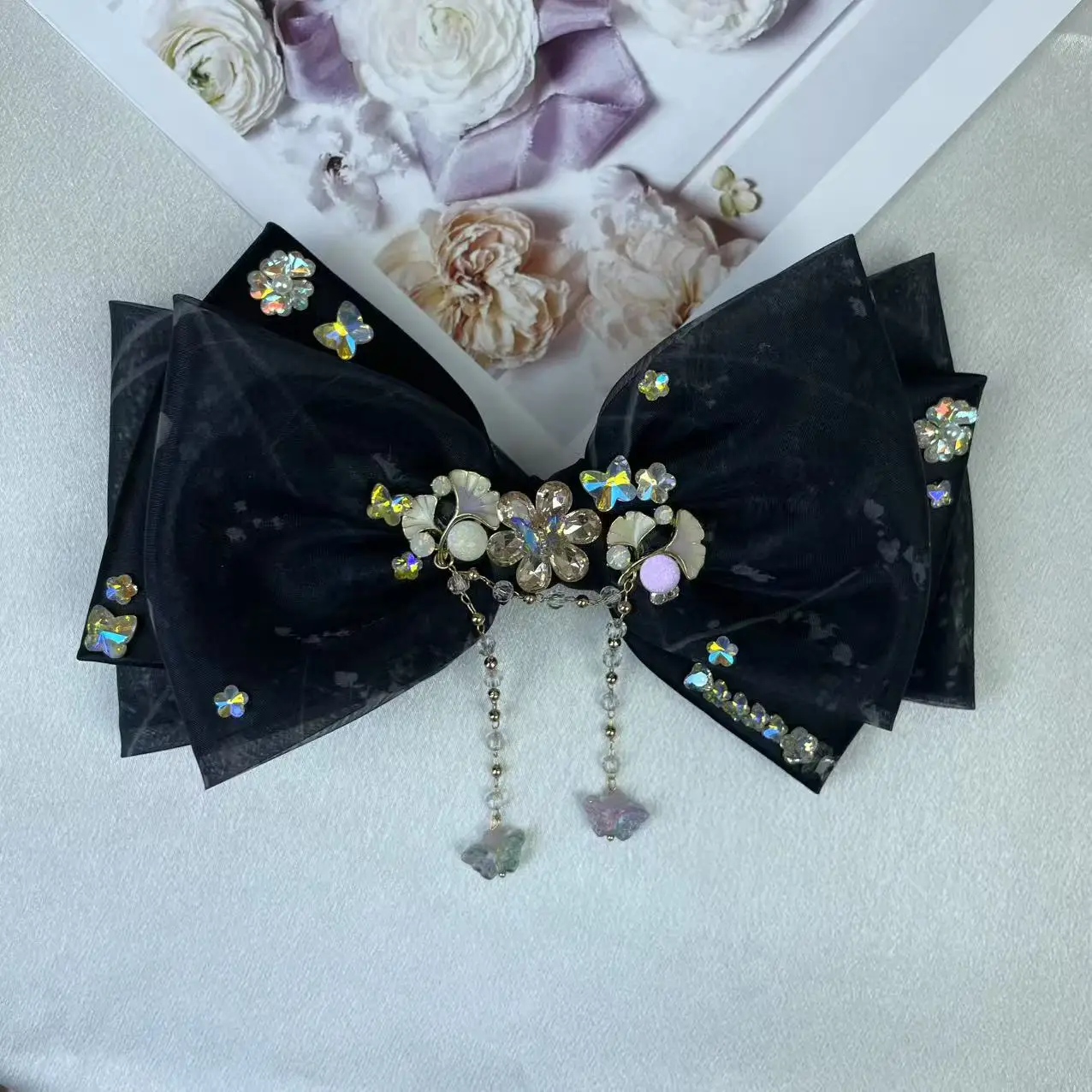 

Новая интернет-знаменитость, милая вуаль принцессы, аксессуары для волос, заколка с бантом и кисточкой, аксессуары, весенняя заколка на затылке