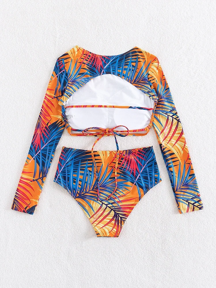 2025New conjunto de Bikinis de verano, Bikinis divididos con estampado Irregular Sexy, conjunto de 2 piezas, trajes de baño para mujer, Bikinis de cintura alta con espalda descubierta para playa