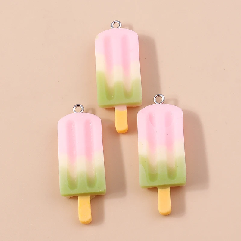 Leslie 10 Stück Harz-Charms in Farbverlauf-Optik, Eiscreme-Popsicle-Design, für Ohrringe, Halsketten, Anhänger, DIY-Schmuckherstellung, Zubehör – Detail 13