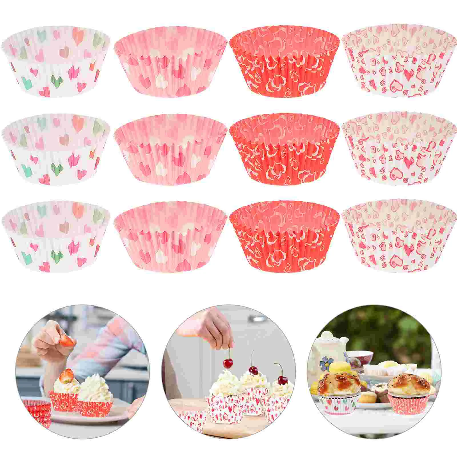 

Love Cake Tray Muffin Liners Wrappers Paper Baking Cups Cupcake Heart Shape Pan